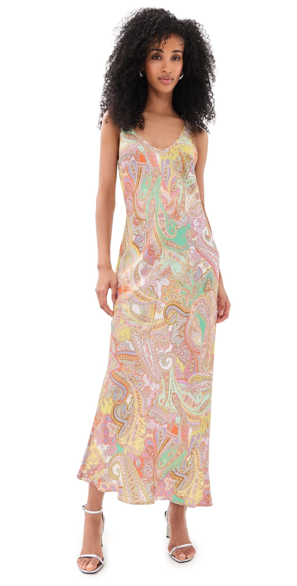 L'AGENCE Akiya Tank Dress Green Multi Cluster Paisley S
