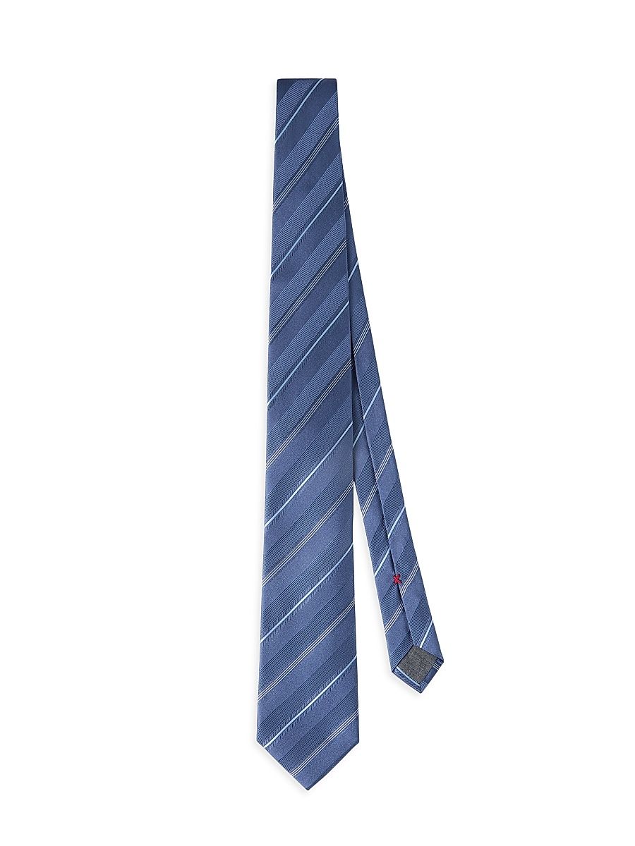 Men's Striped Silk Tie - Denim