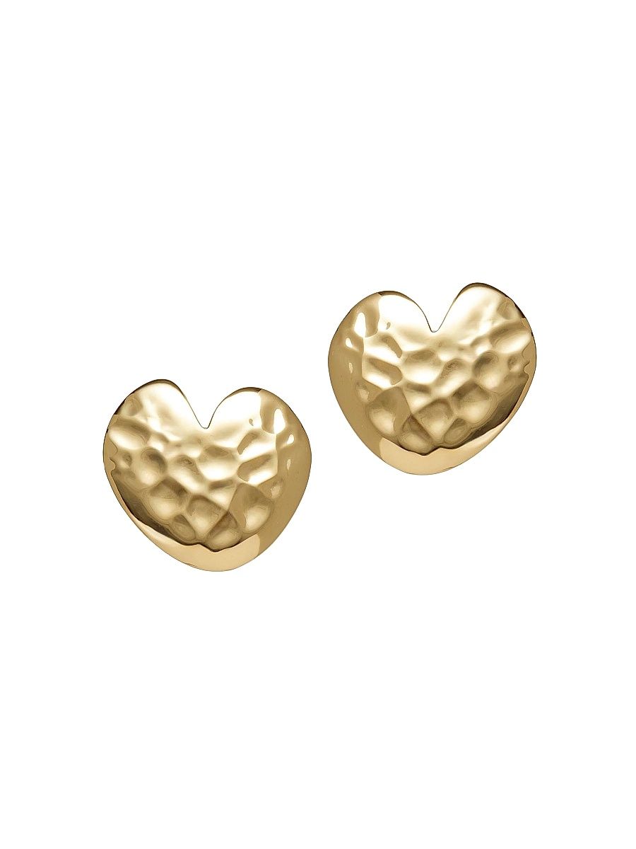 Women's Hammered Heart 14K-Gold-Plated Stud Earrings - Gold