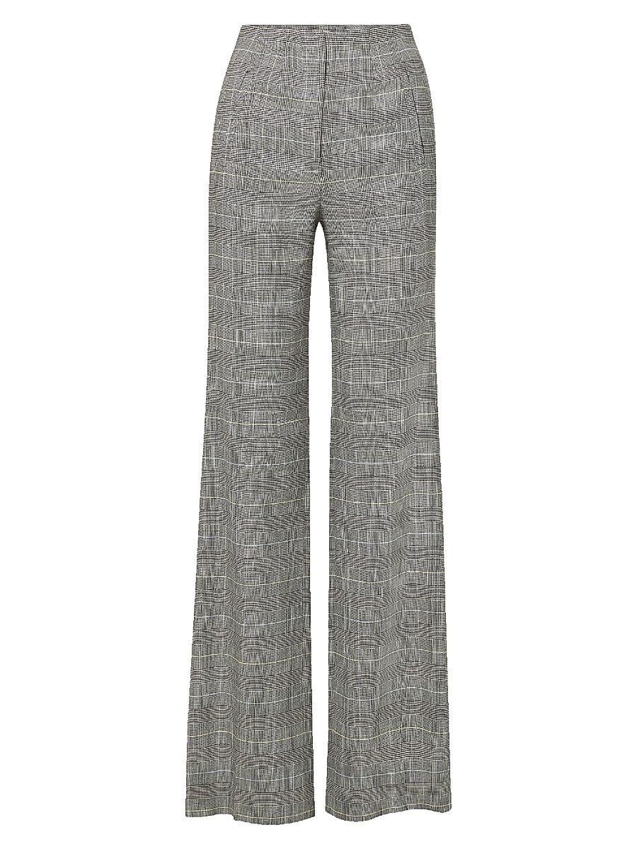 Women's Jude Plaid Linen-Blend Pants - Black Multi - Size 16