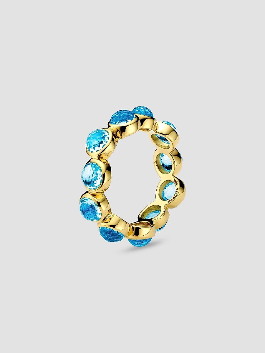 Women's 18K Gold Lollipop Swiss Blue Topaz Ring - Gold - Size 7