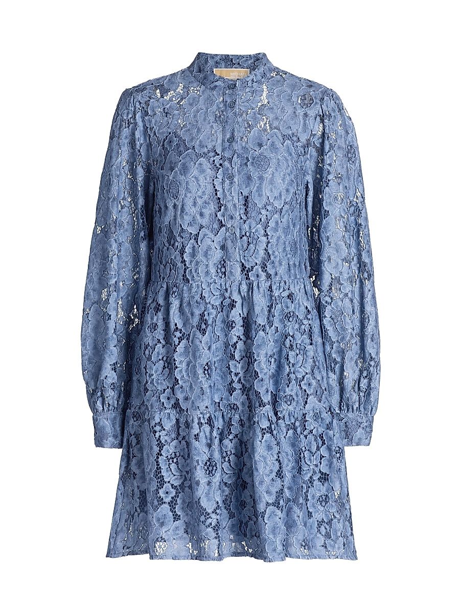 Women's Floral Lace Tiered Minidress - Midnight Blue - Size XL