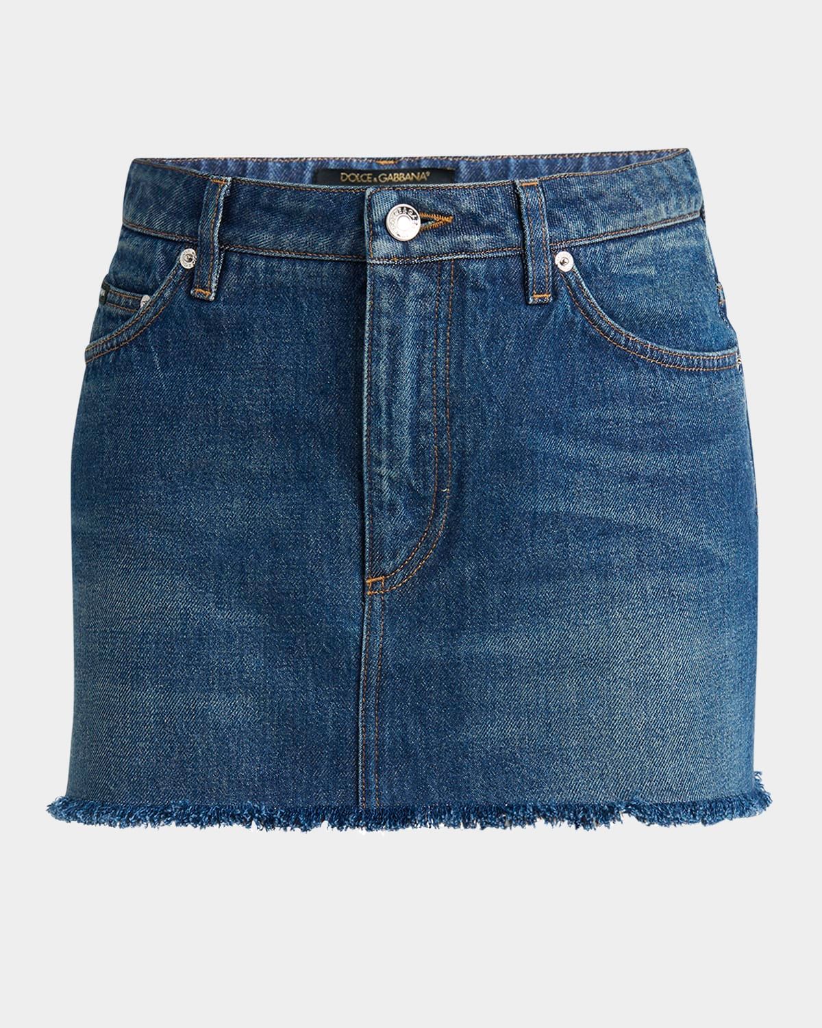 Denim Cut-Off Mini Skirt