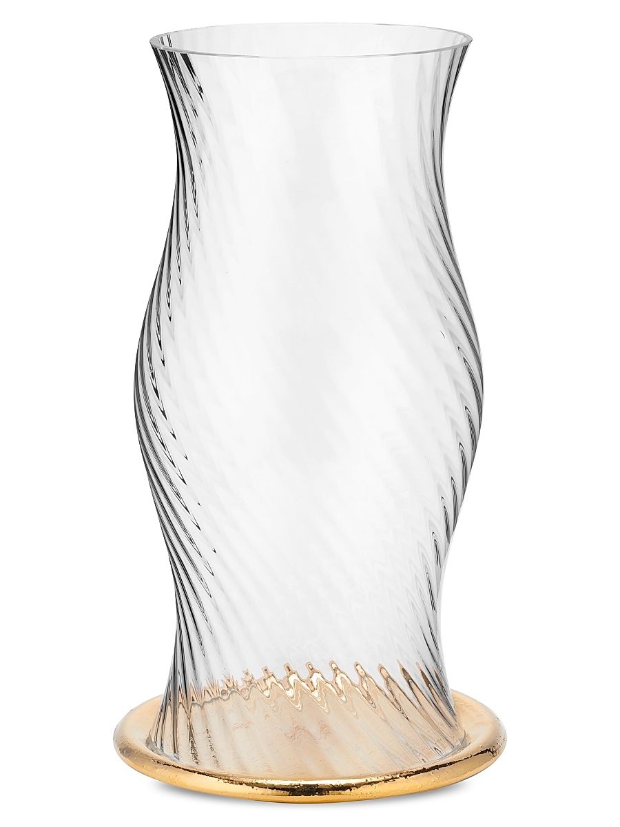 Milla Large Ceramic & Glass Hurricane - Clear Gold