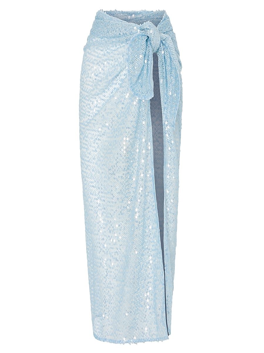 Women's Sequined Mesh Sarong - Blue