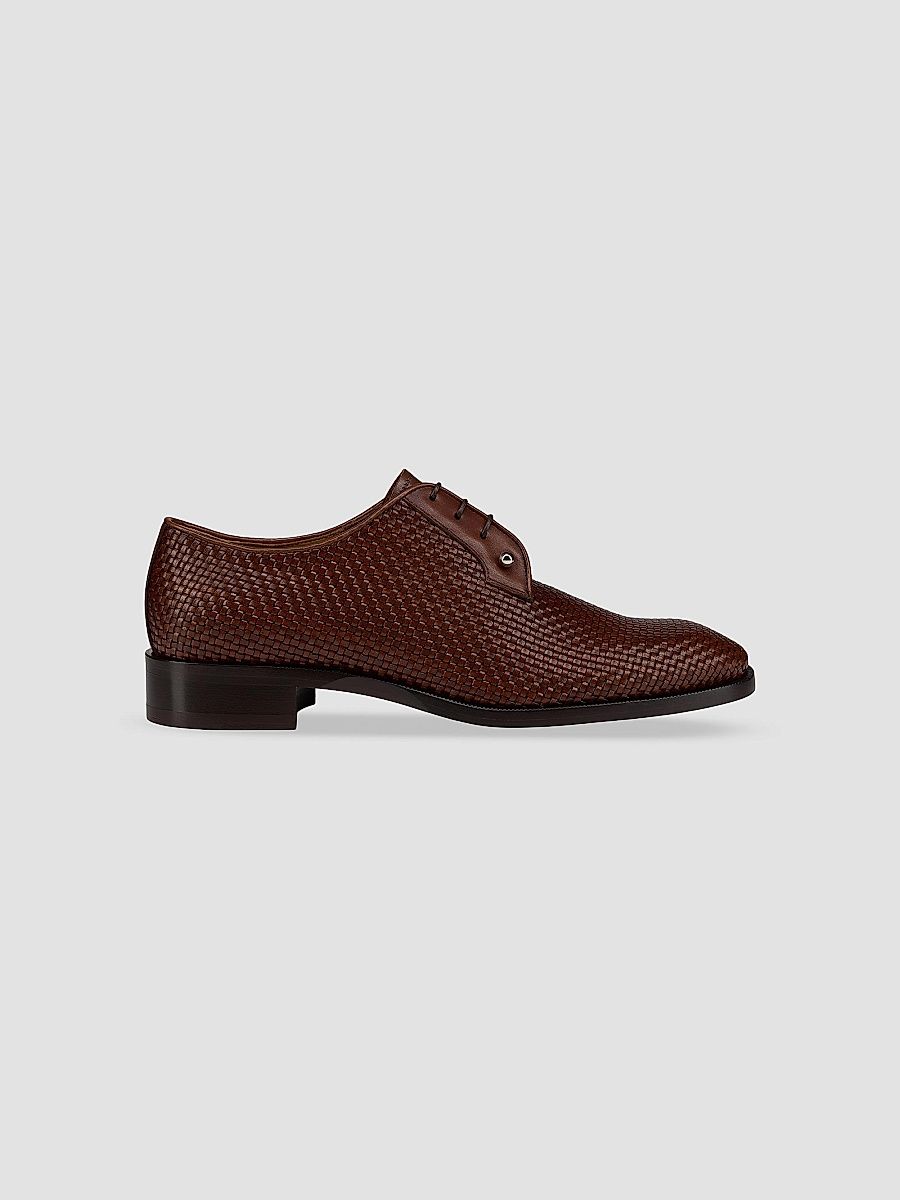 Christian Louboutin Men's Chambeliss Leather Derbies - Havane - Size 11