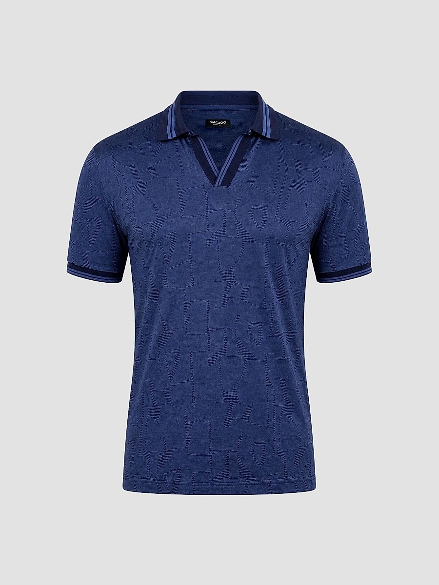 Men's Knit Polo Shirt - Blue - Size Small