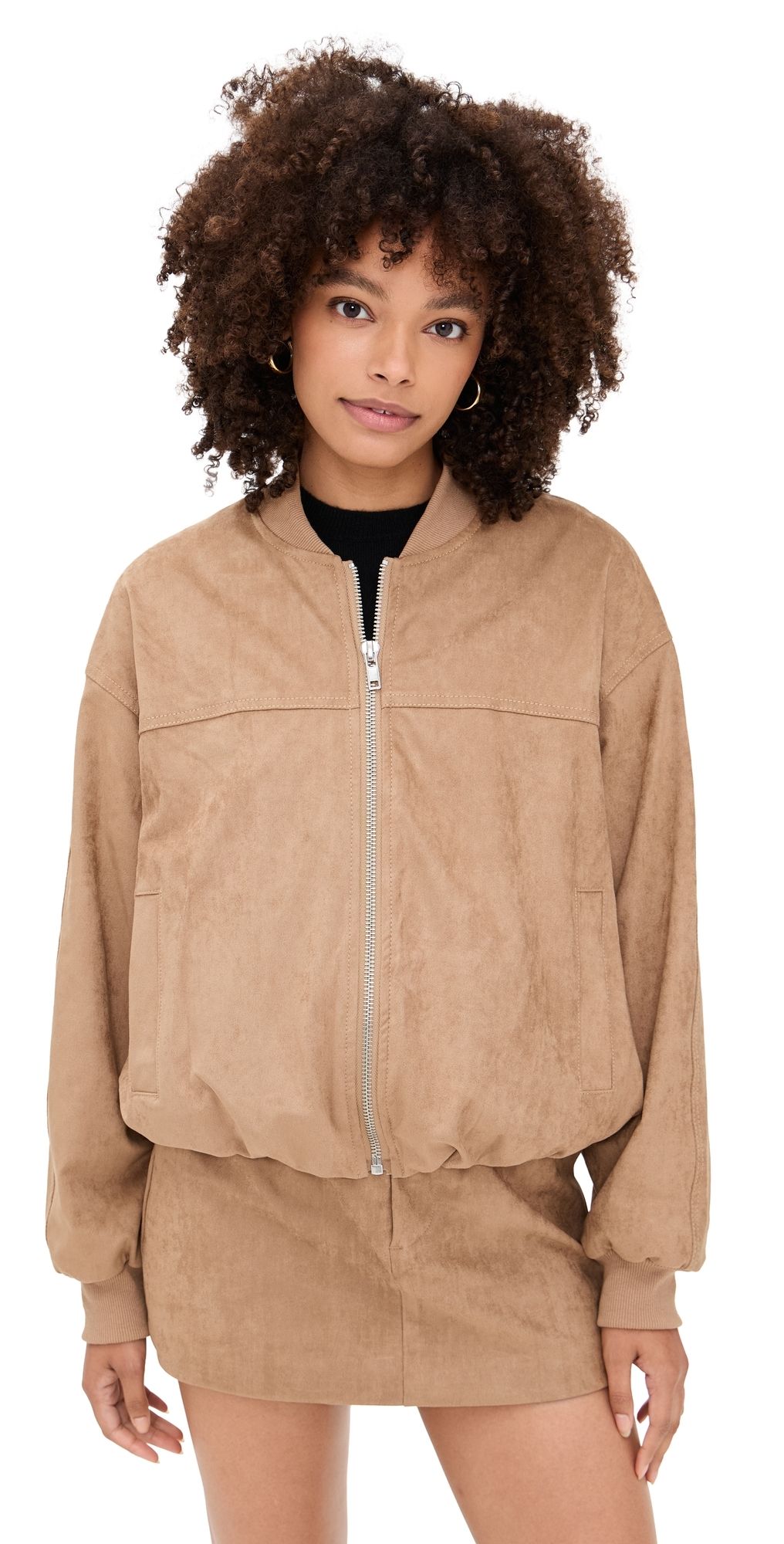 Madison the Label Deserae Faux Suede Jacket Tan L