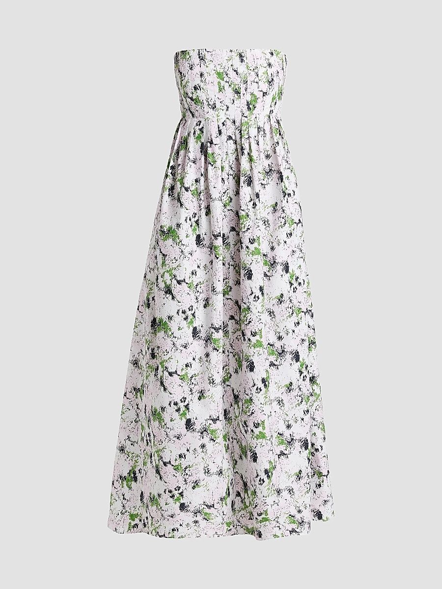 Proenza Schouler White Label Women's Virella Floral Cotton Strapless Maxi Dress - Orchid Multi - Size 2