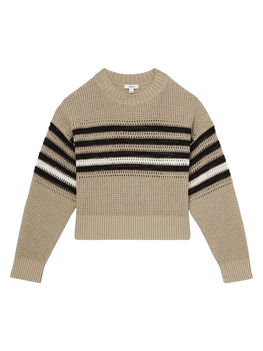 Women's Catrice Striped Linen Crewneck Sweater - Size Large