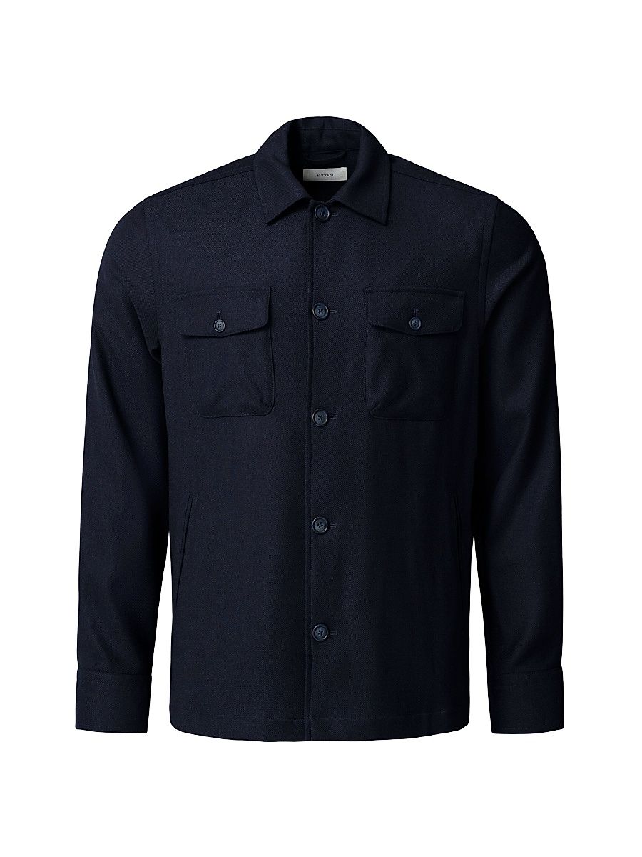 Men's Wool-Cashmere Overshirt - Blue - Size XXL