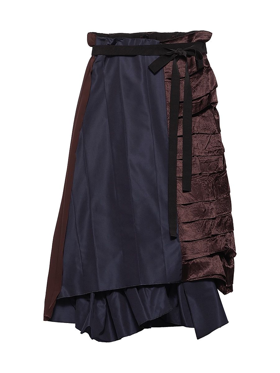 Women's Faille Patchwork Skirt - Blue - Size 6