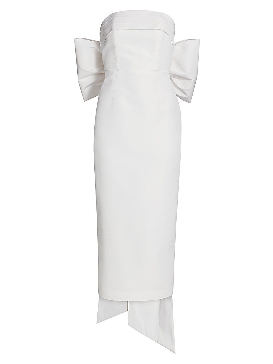 Women's Margaret Bow Silk Dress - White - Size 2