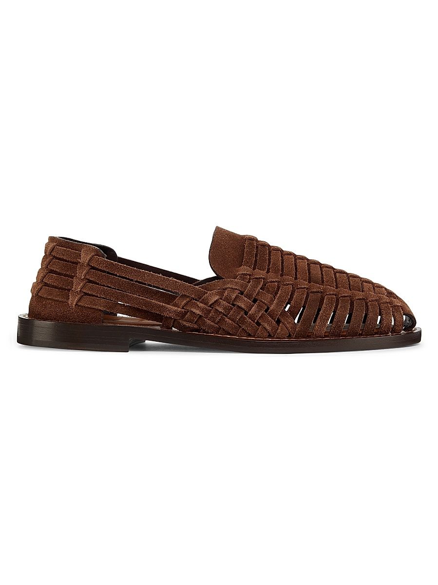 Men's Woven Leather Sandals - Brown - Size 8.5