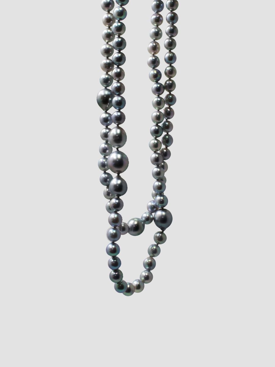 Women's 18K White Gold, Akoya Pearl & Tahitian Pearl Necklace - White Gold