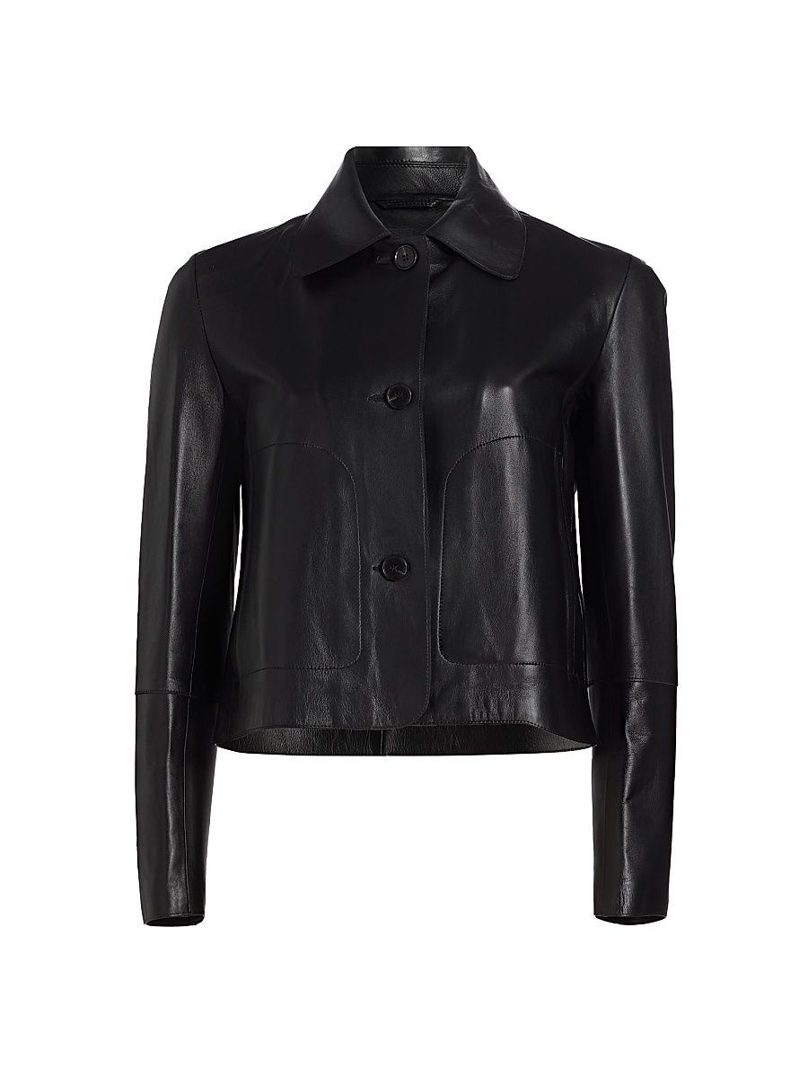 Women's Emy Leather Crop Jacket - Black - Size 12
