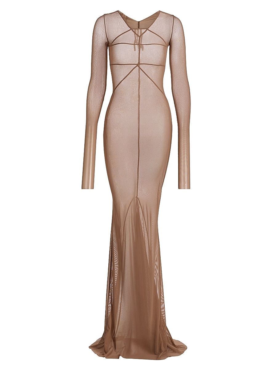 Women's Temple Collage Sheer Seamed Gown - Dna - Size 10