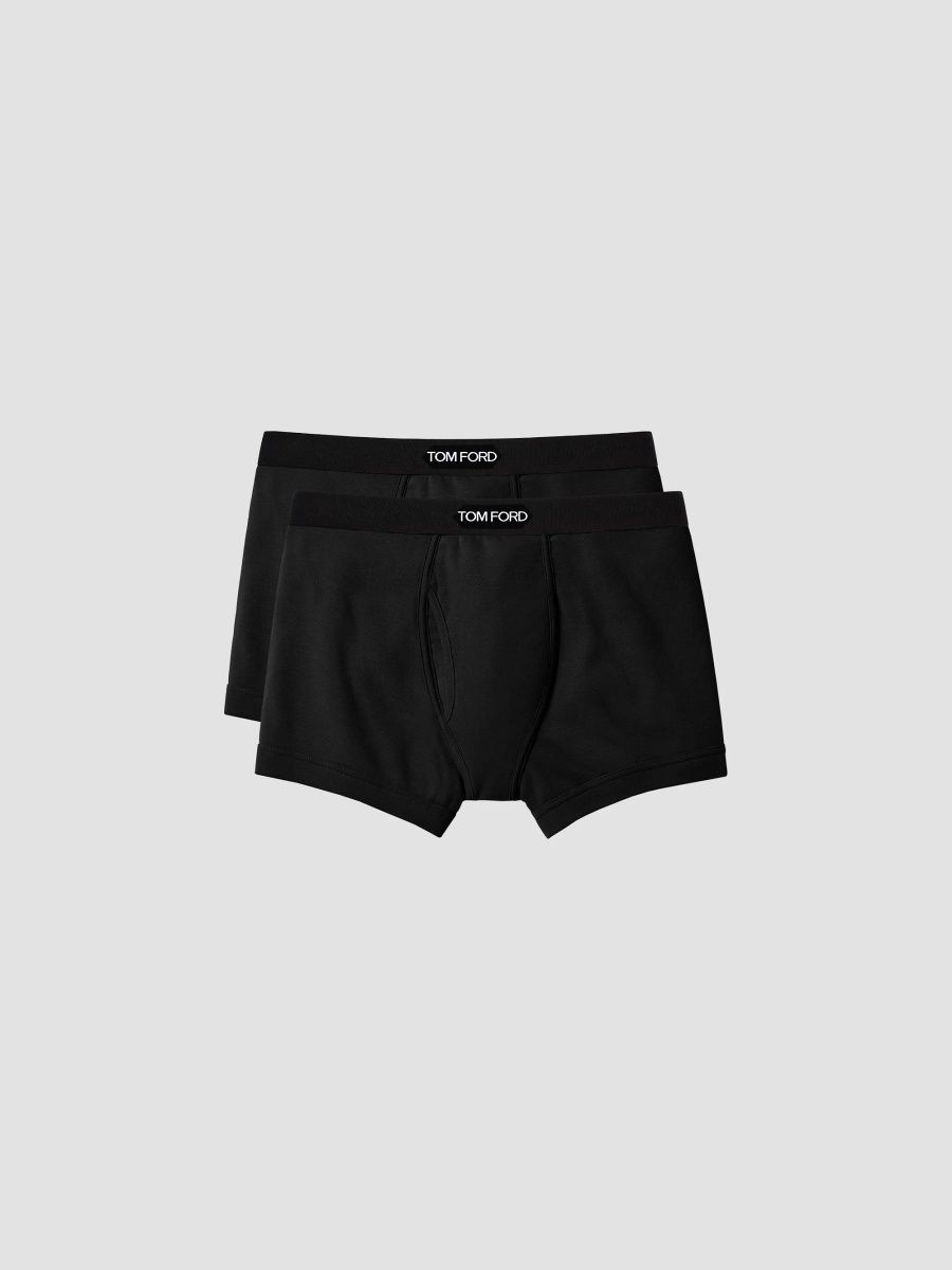TOM FORD Men's 2-Pack Stretch-Cotton Logo Boxer Briefs - Black - Size XXL