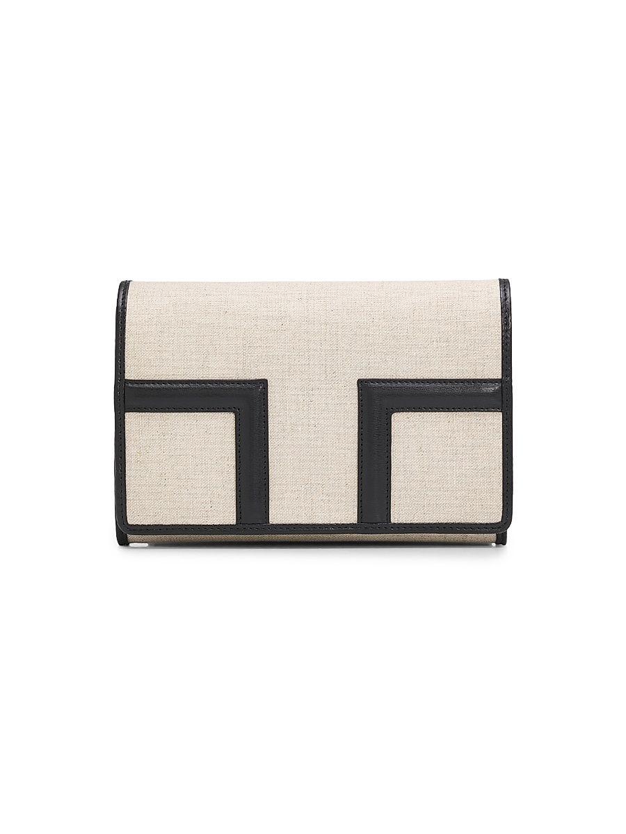 Women's T-Flap Canvas Envelope Clutch - Ecru