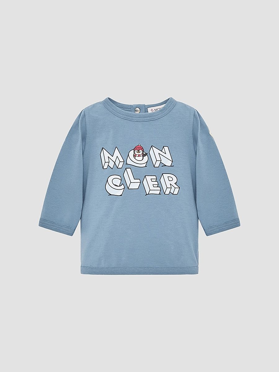 Baby Boy's and Little Boy's Long Sleeve T-Shirt in Cotton Blend - Light Blue - Size 3