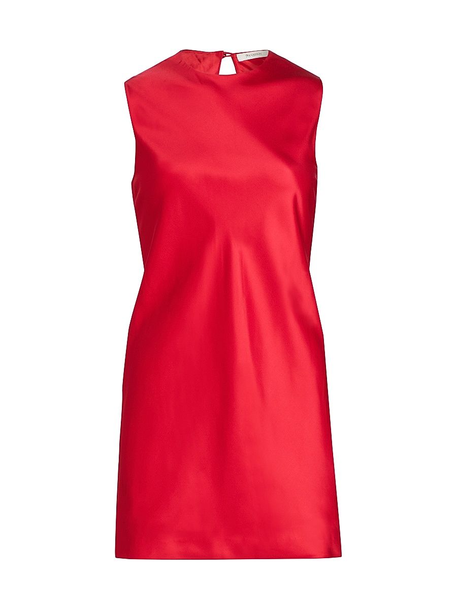 Women's Satin Sleeveless Shift Minidress - Crimson - Size 8