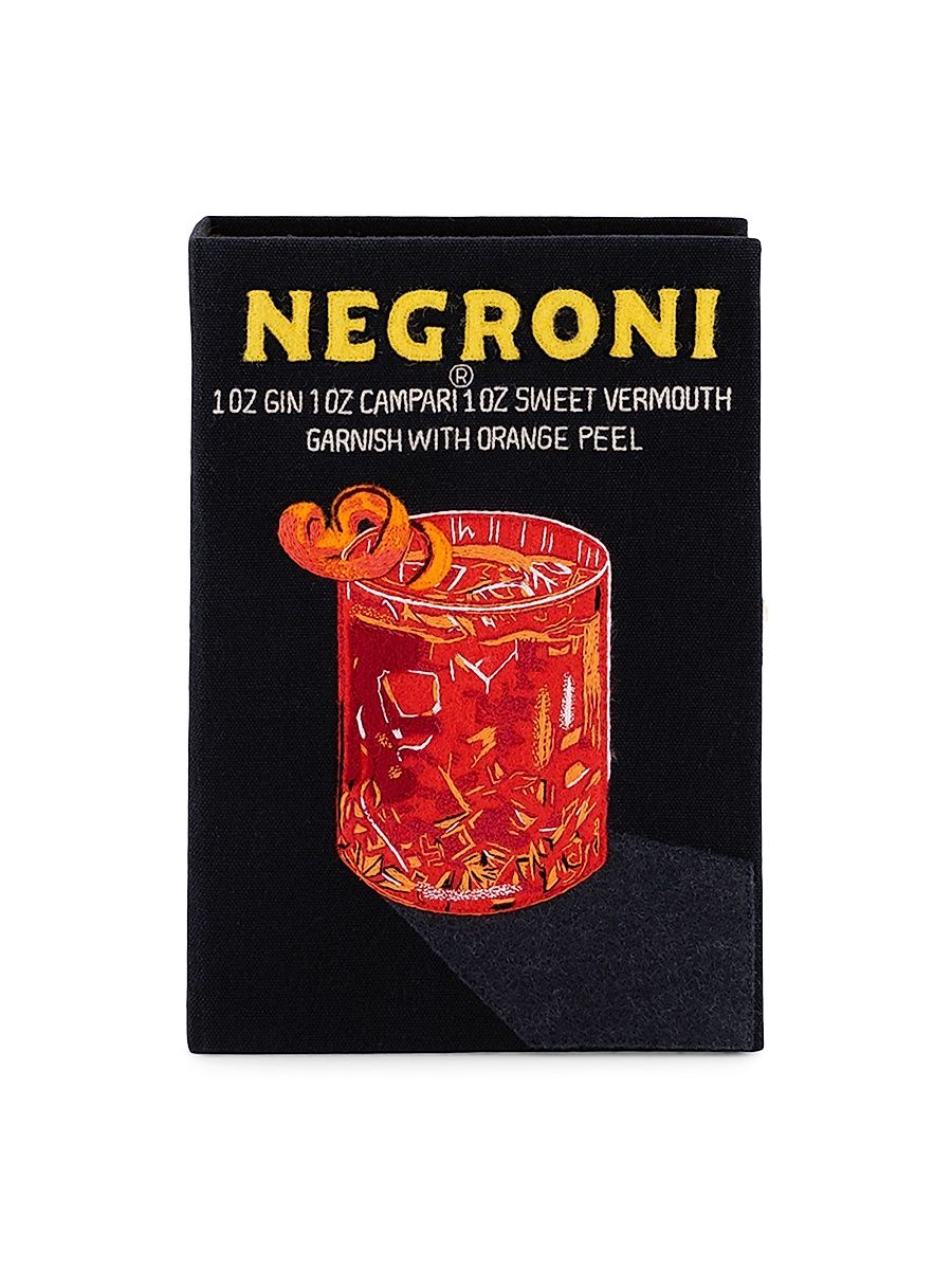 Women's Negroni Embroidered Silk Book Clutch - Black