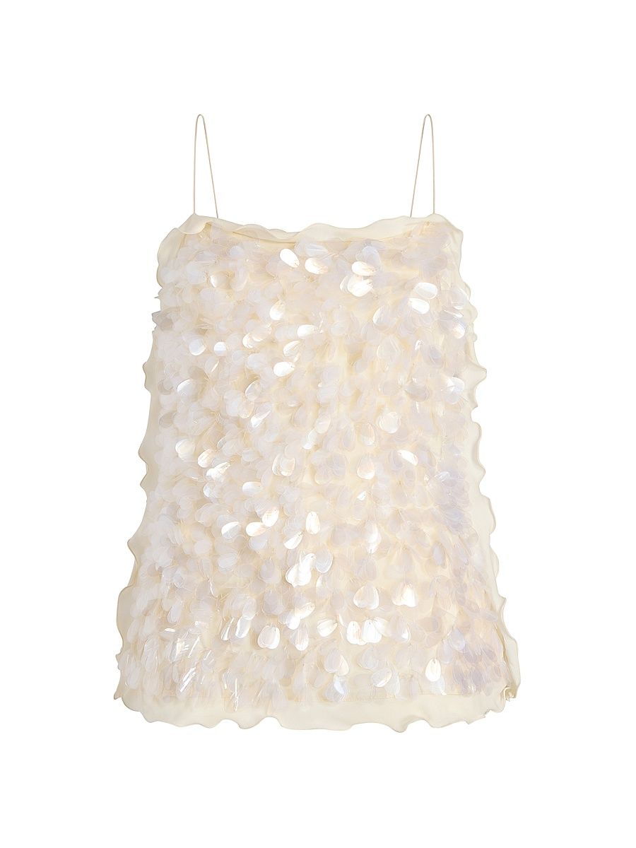Women's Paillette Camisole - Ivory - Size Large