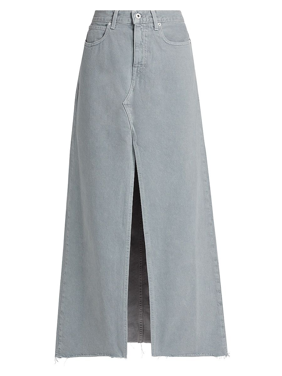 Women's Low-Rise Denim Maxi Skirt - Dove Gray - Size 28