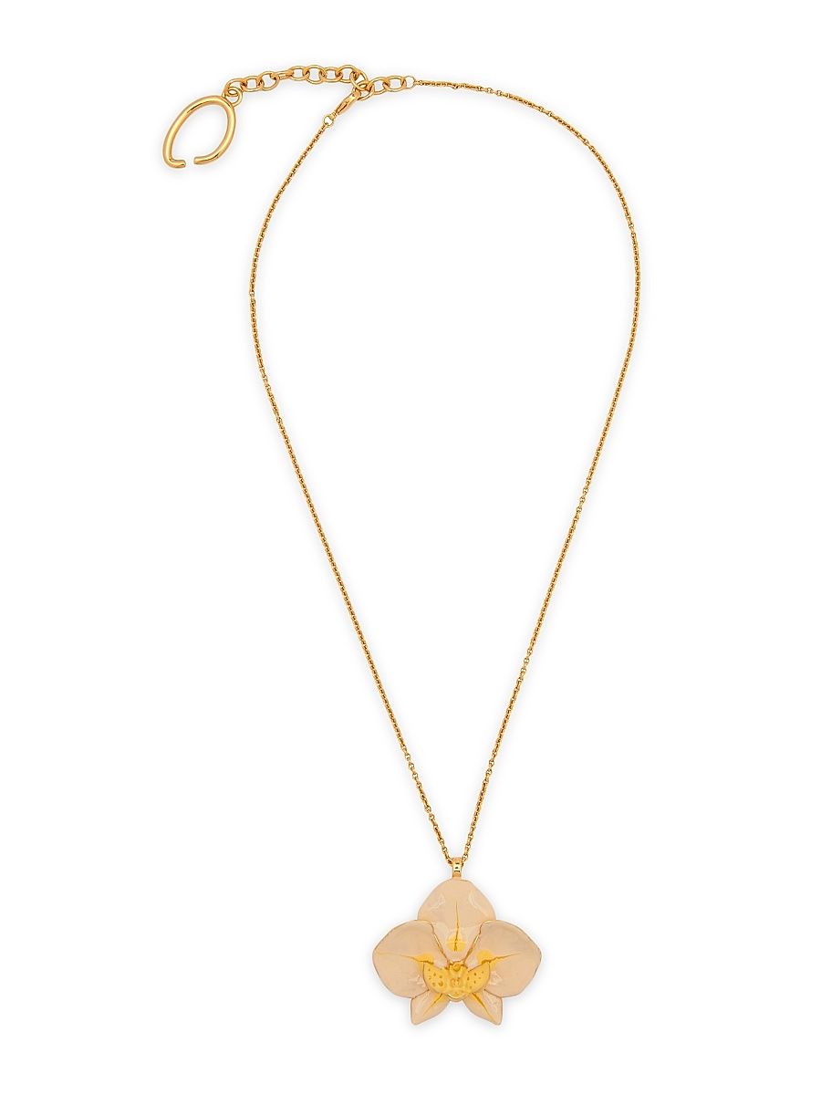 Women's 24K-Gold-Plated & Enamel Orchid Pendant Necklace