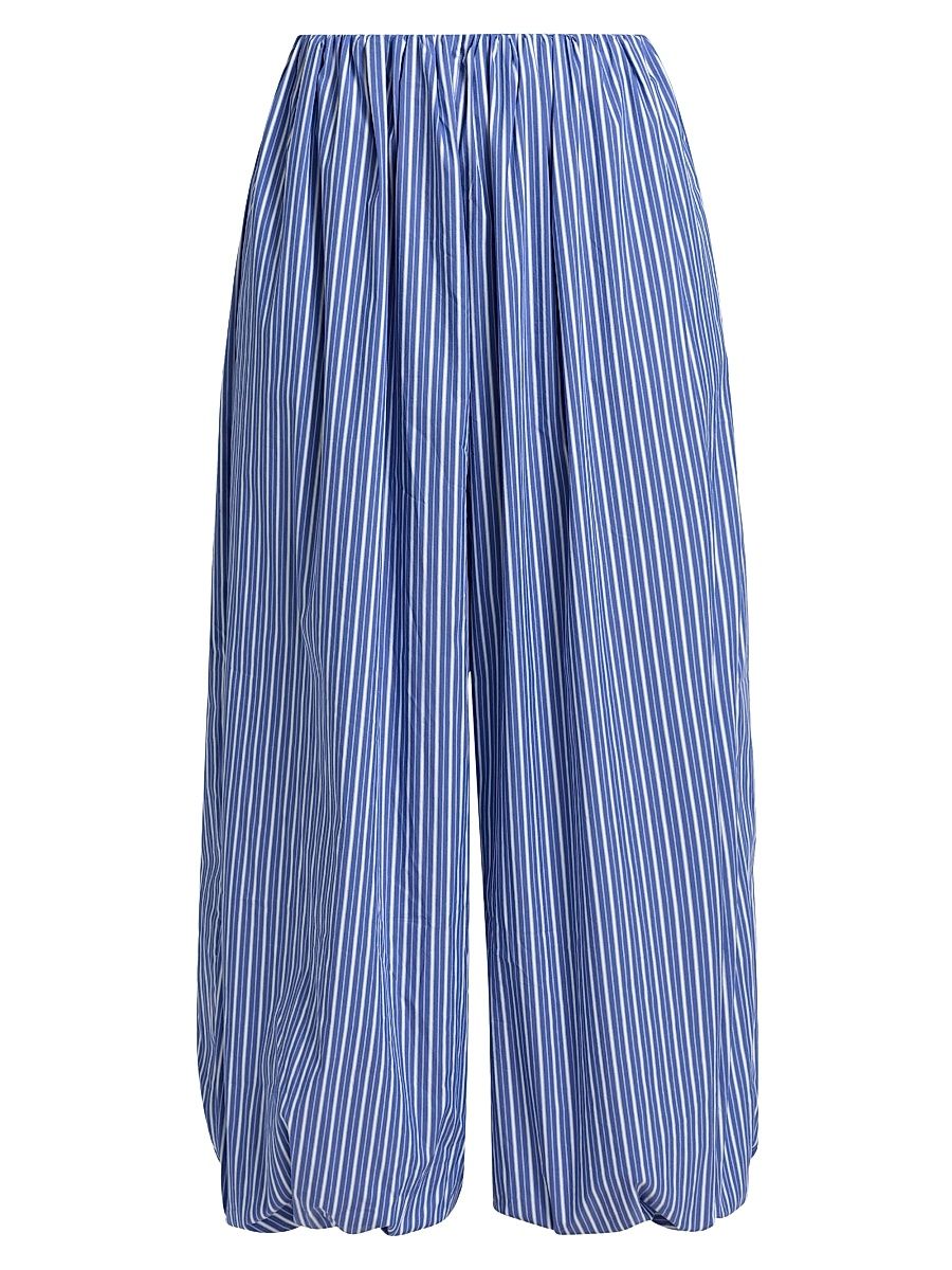 Women's Brina Cotton-Blend Bubble Pants - Cobalt Stripe - Size Large