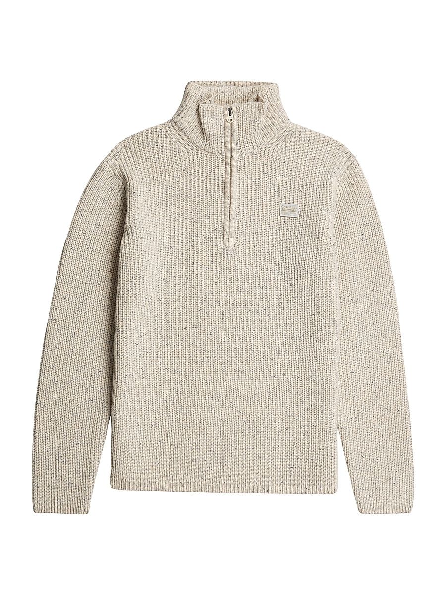 Men's Regular-Fit Quarter-Zip Up Cardigan - White Bait - Size Large