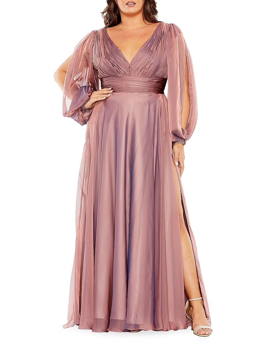 Women's Plus Puff-Sleeve Gown - Antique Rose - Size 24