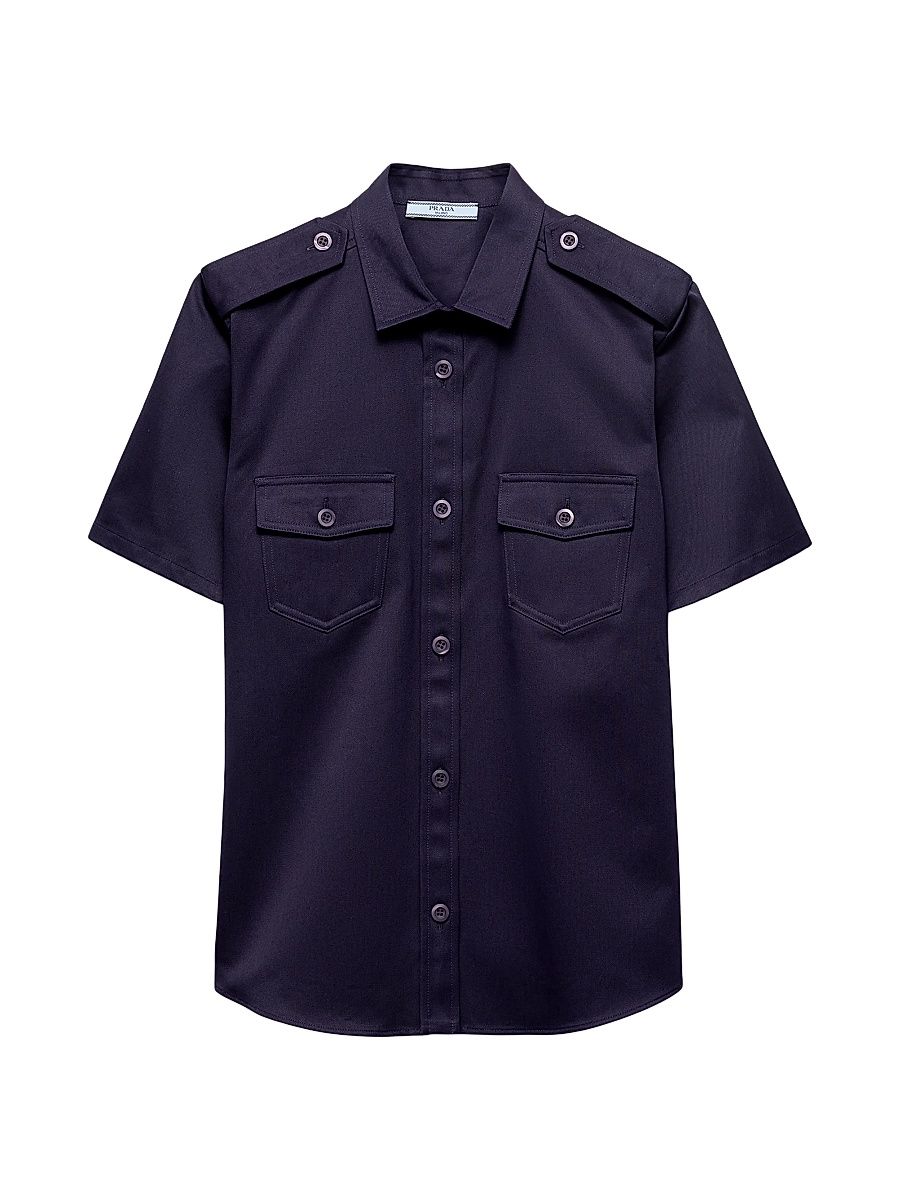 Women's Short Sleeved Chino Shirt - Blue - Size 2