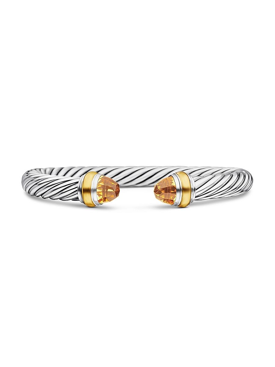 Women's Classic Cable Bracelet In Sterling Silver - Citrine - Size XS