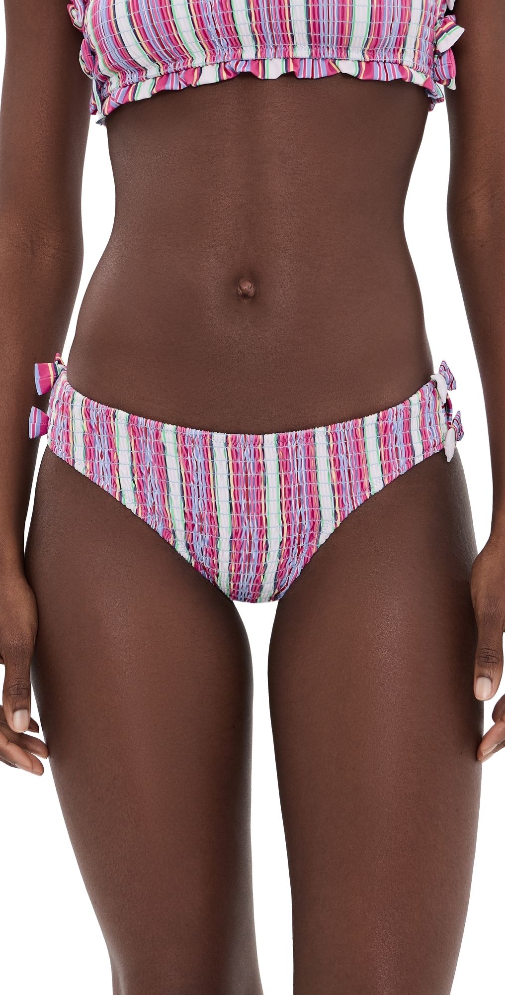 Damson Madder Shirred Bow Bikini Bottoms Pink 8