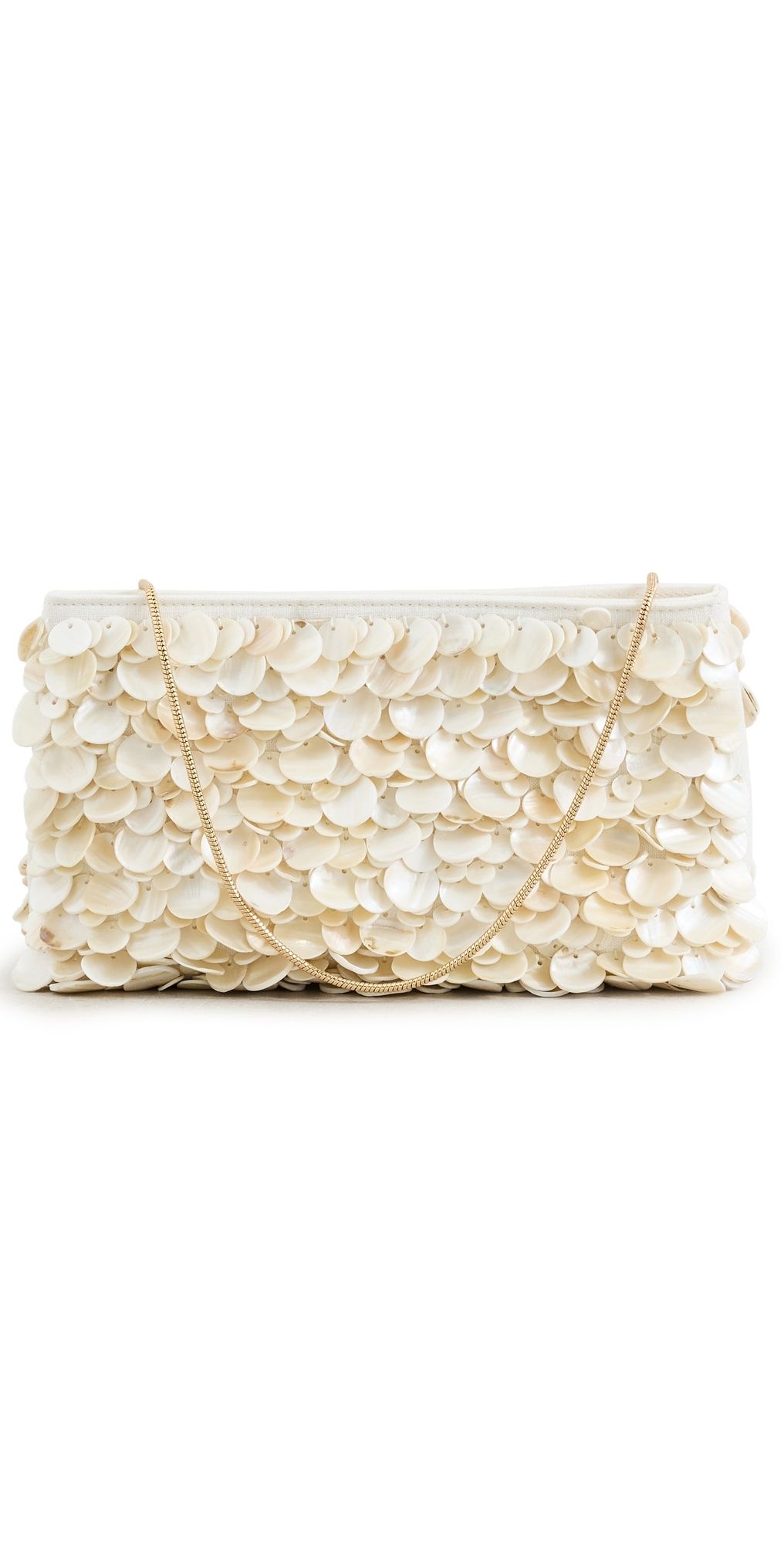 SIMKHAI Reese Natural Shell Beaded Clutch Ivory One Size