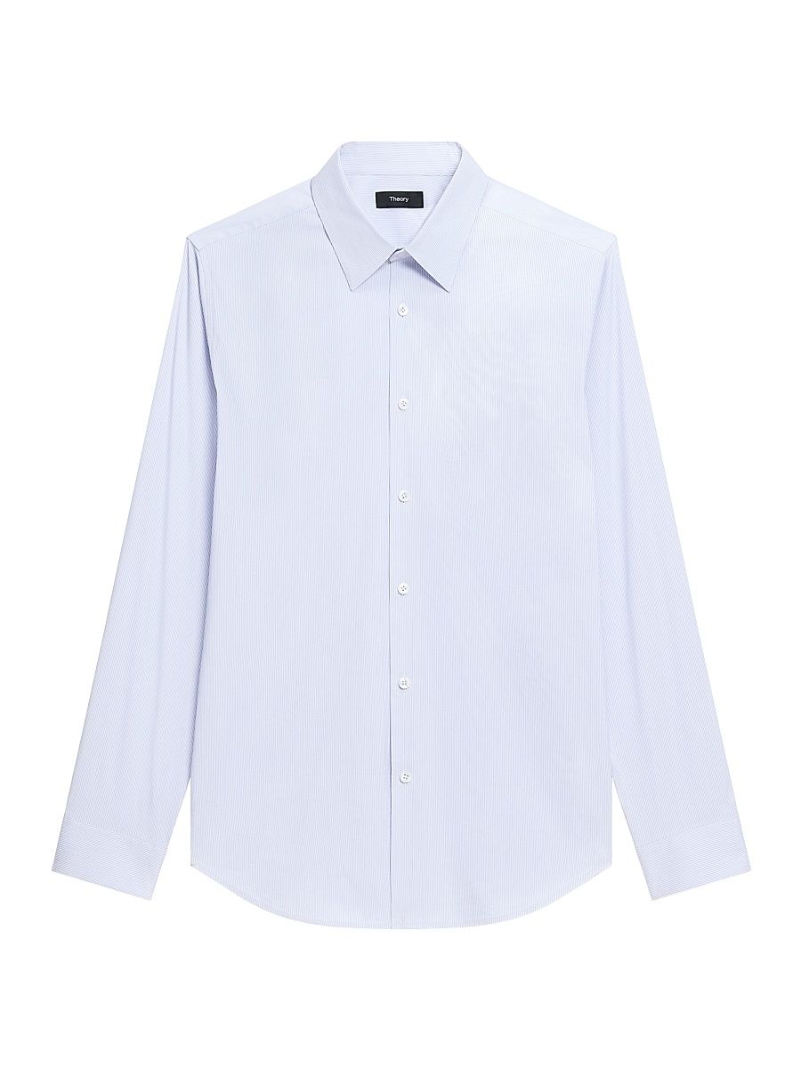 Men's Sylvain Stripe Cotton-Blend Shirt - Blue Multi - Size XXL