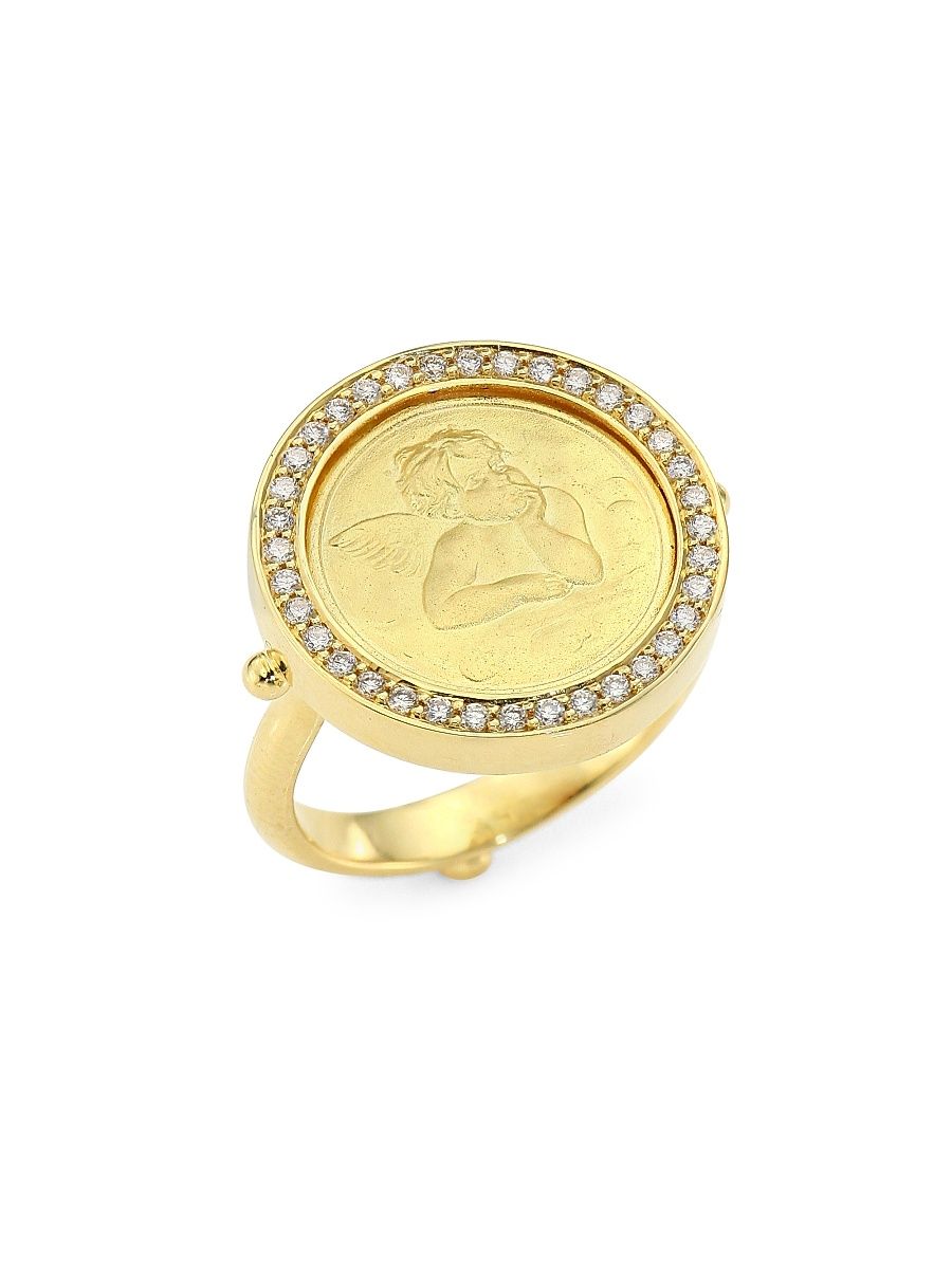 Women's Florence86 18K Yellow Gold & 0.31 TCW Diamond Angel Medallion - Yellow Gold - Size 6.5