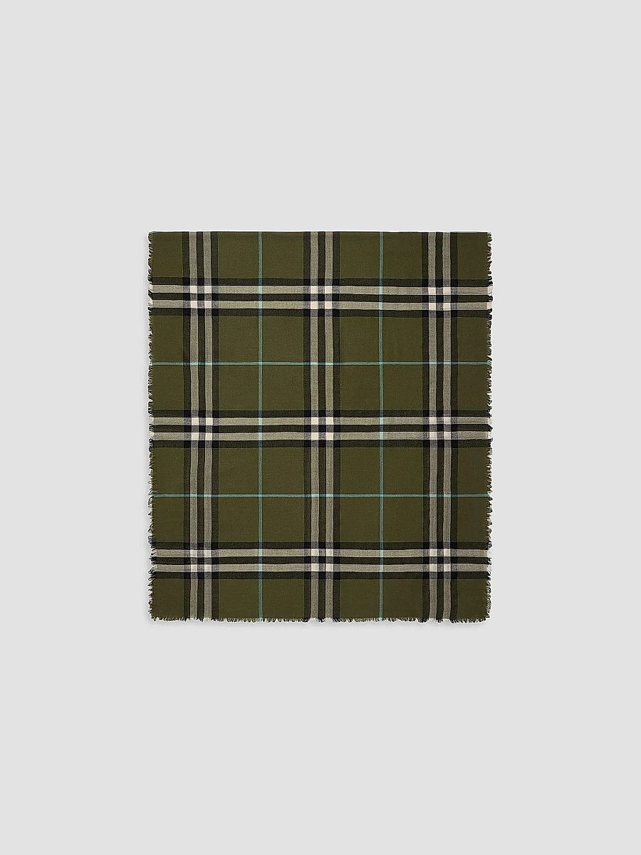 Burberry Women's Check Wool Scarf - Pea