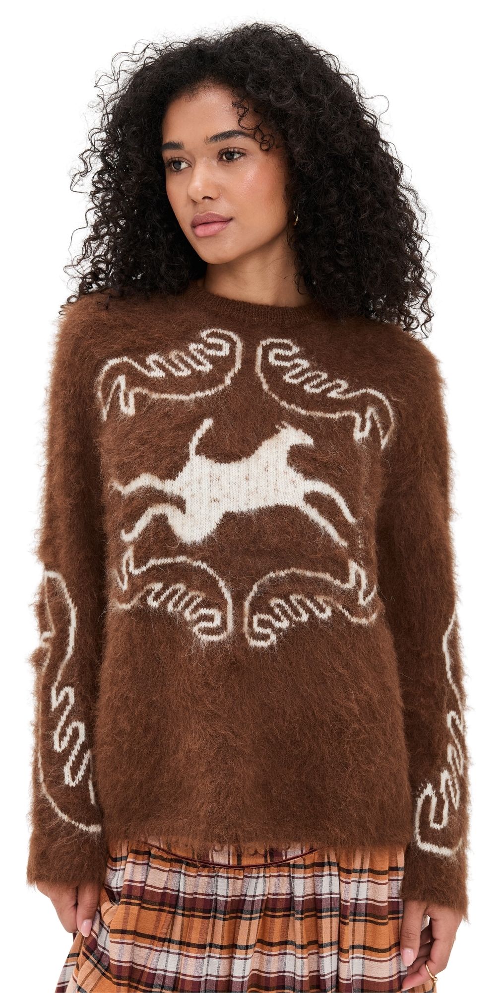 Carolina K Folklore Sweater Off White/Chocolate L