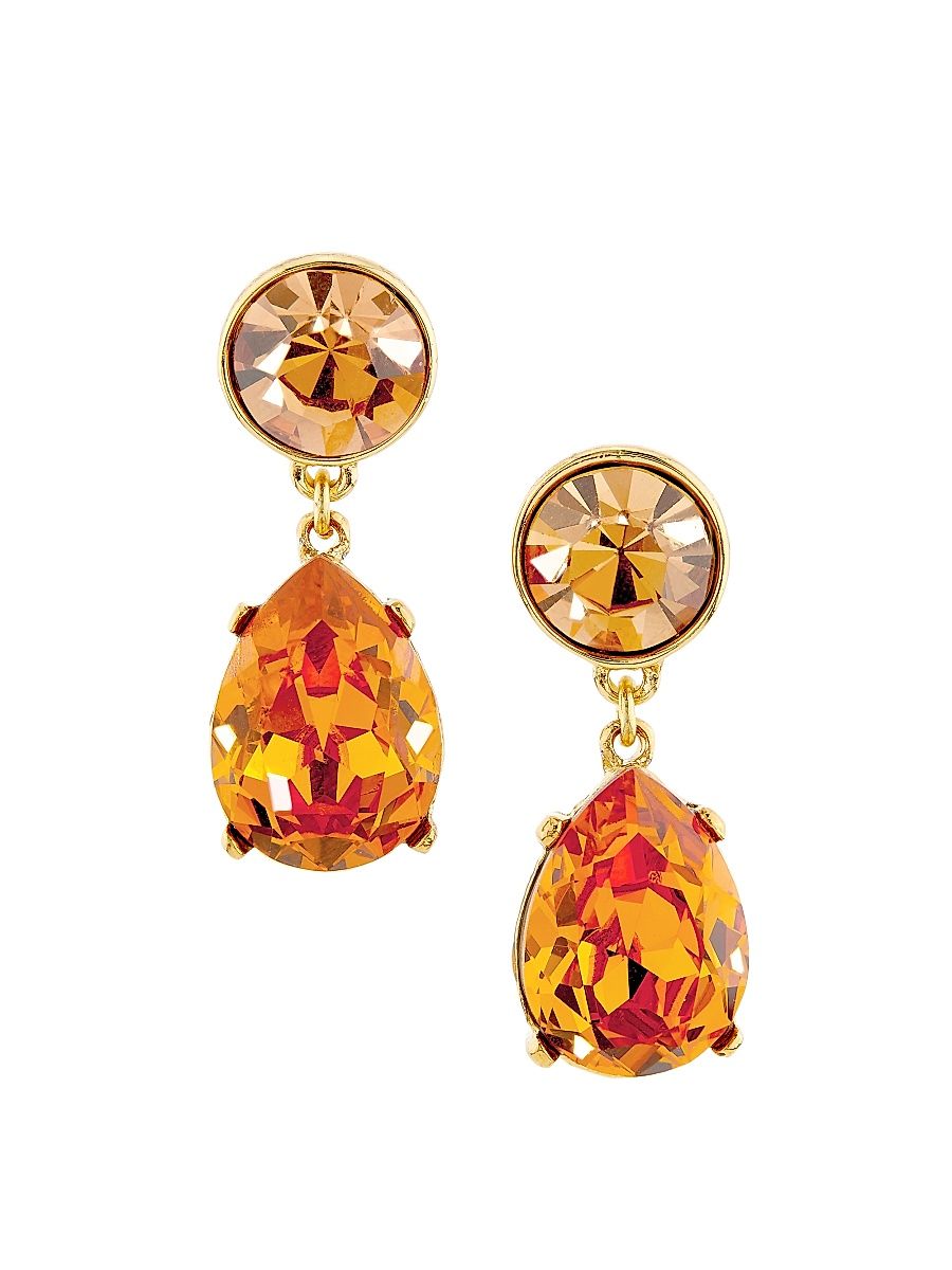 Women's Goldtone & Glass Crystal Drop Earrings - Topaz