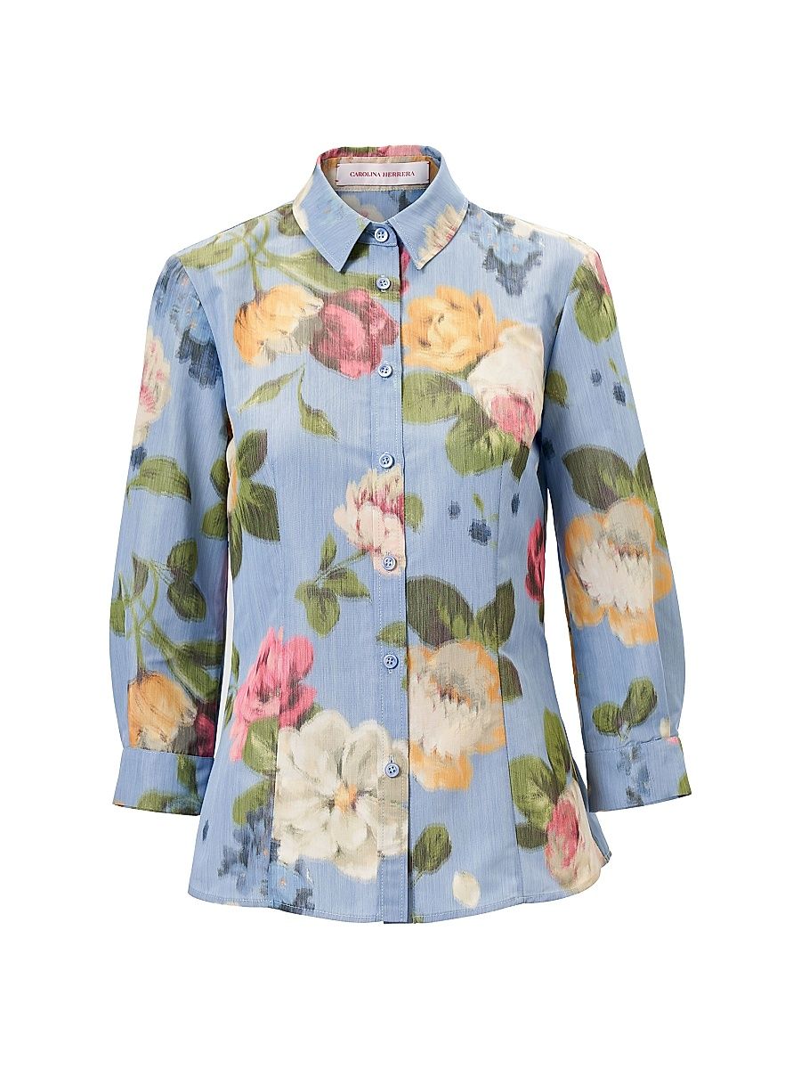 Women's Cabana Ana Floral Shirt - Cloudy Blue Multi - Size 14