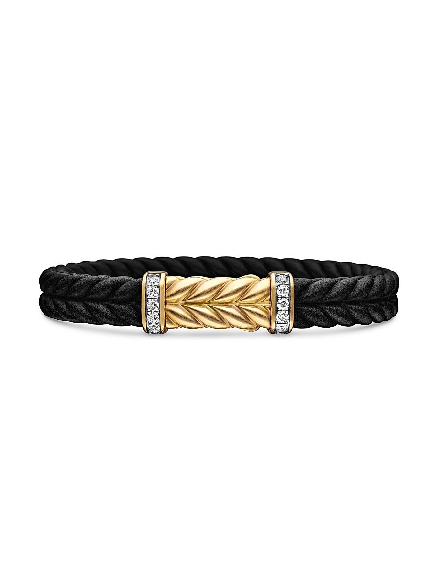 Men's Chevron Bracelet in Black Rubber - Diamond - Size Medium