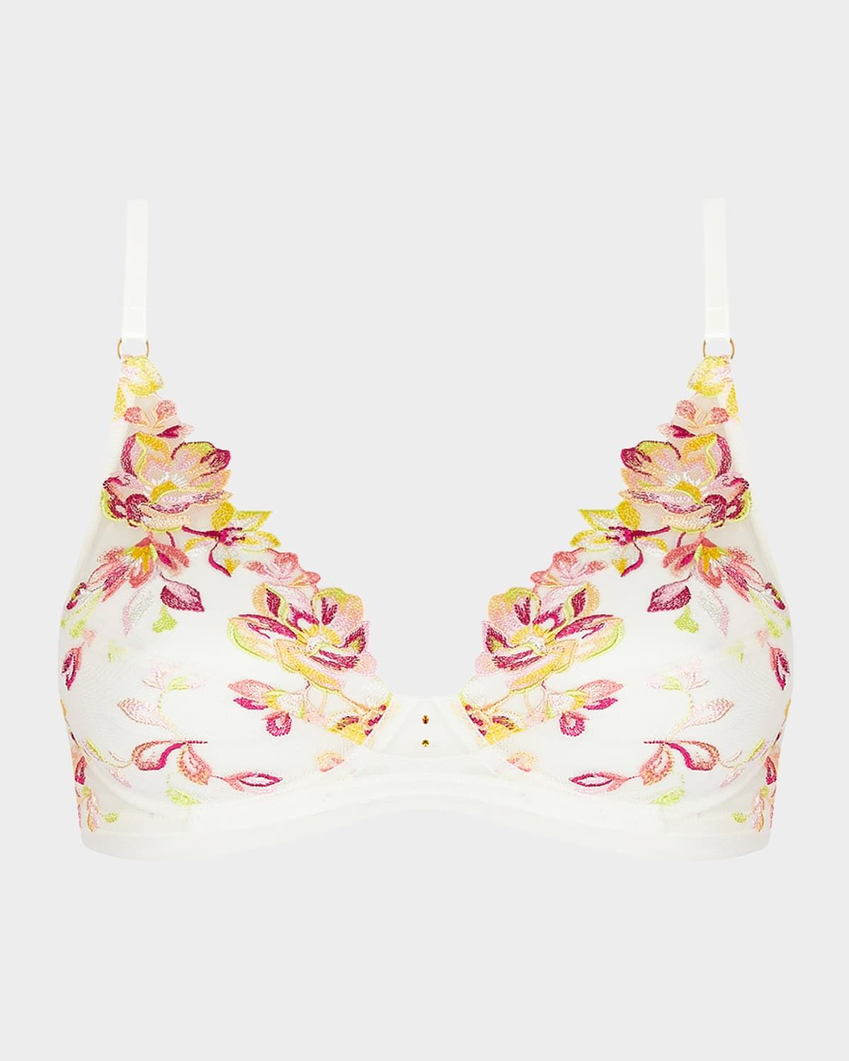 Folie D & apos;Ete Floral-Embroidered Tulle Triangle Bra