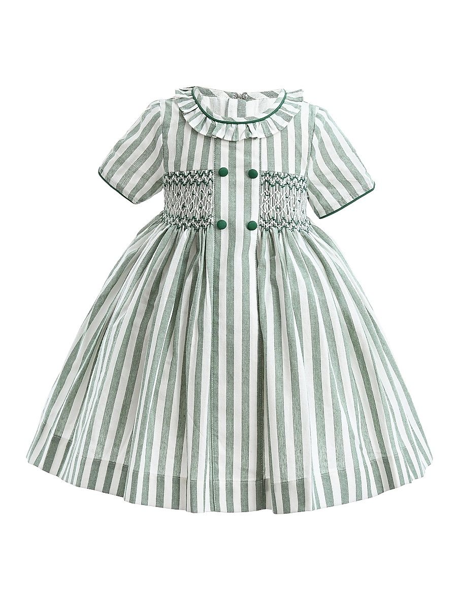 Baby Girl's & Little Girl's Button-Up Stripe Dress - Green - Size 36 Months