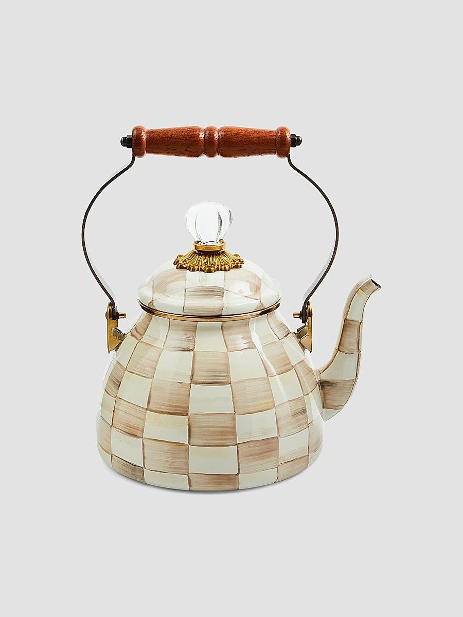 Mocha Check Tea Kettle