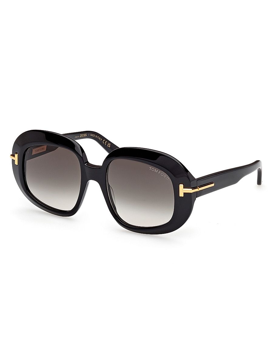 Women's ICON 53MM Round Sunglasses - Shiny Black
