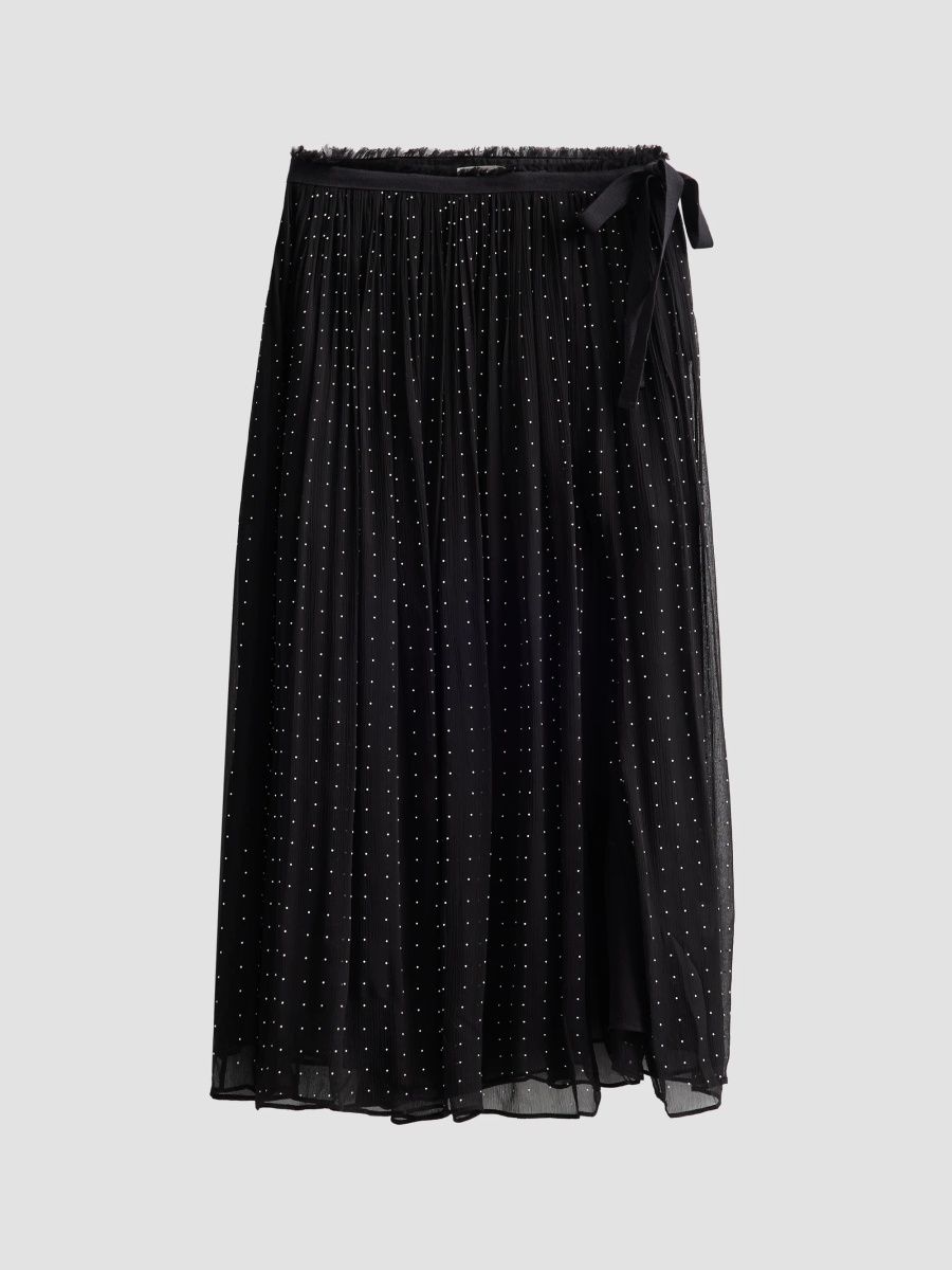 Vince Women's Heat-Set Dot Sheer Gathered Skirt - Black - Size XXS