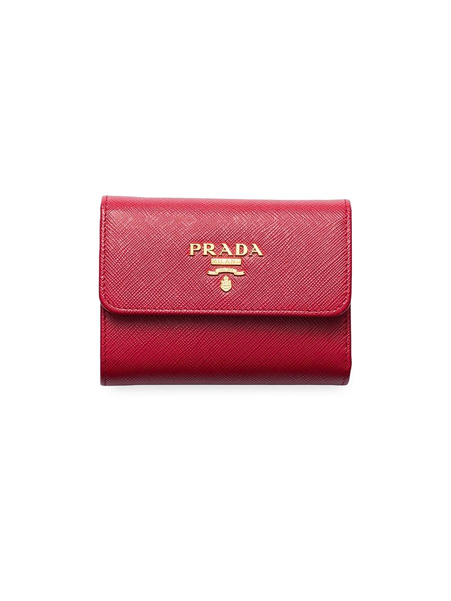 Women's Small Saffiano Leather Wallet - Red
