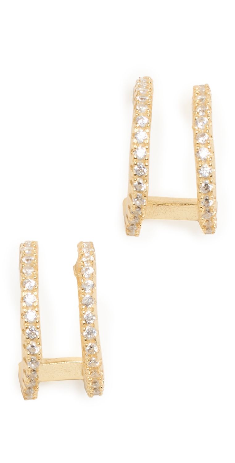 SHASHI Erin Pave Hoops Gold One Size